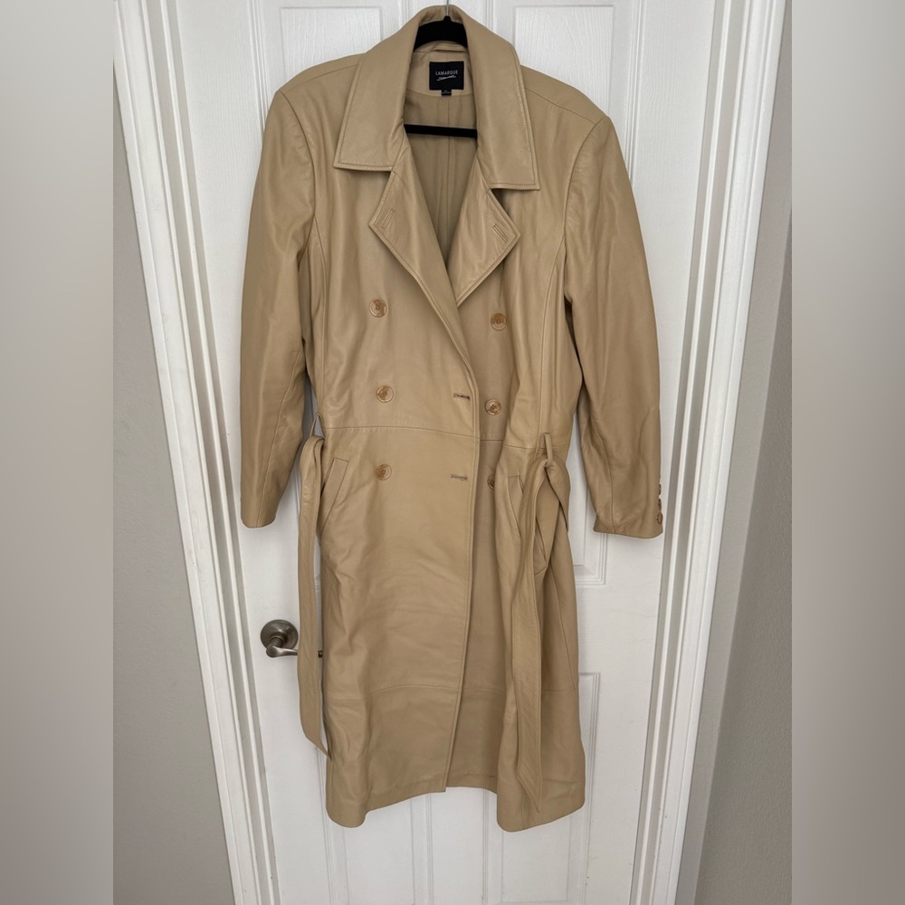 Camel leather trench